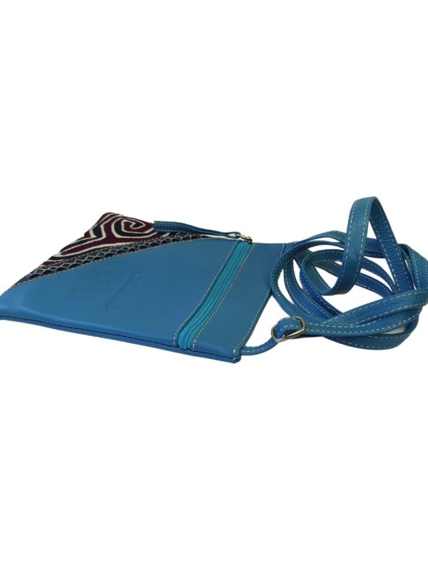 Bolso mini tejido cuero mola - azul turquesa