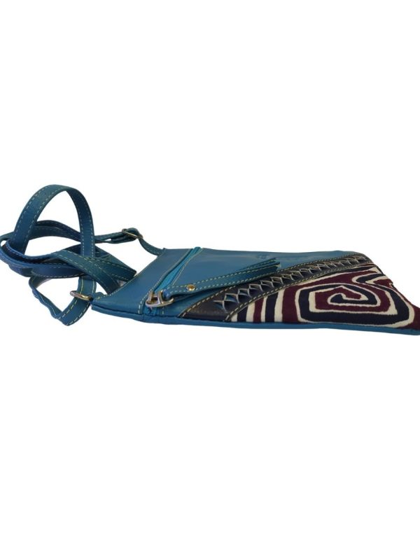 Bolso mini tejido cuero mola - azul turquesa