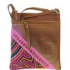 Bolso mini tejido cuero mola - café