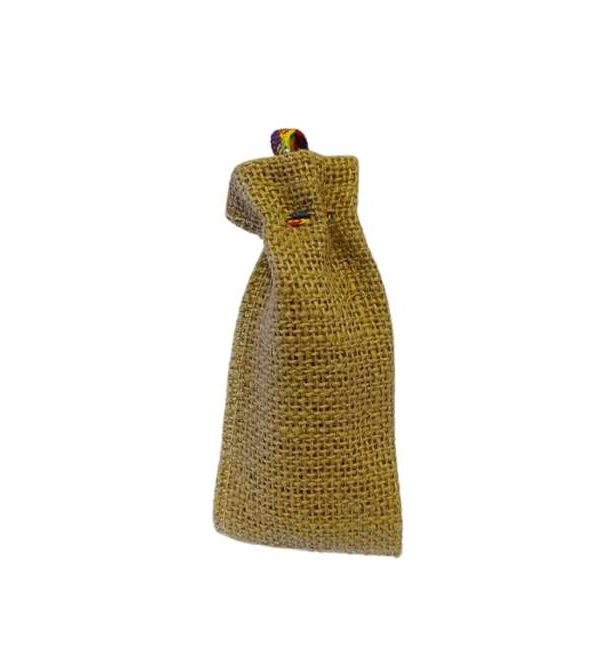 Costalito yute con cerezas café 13x6cms