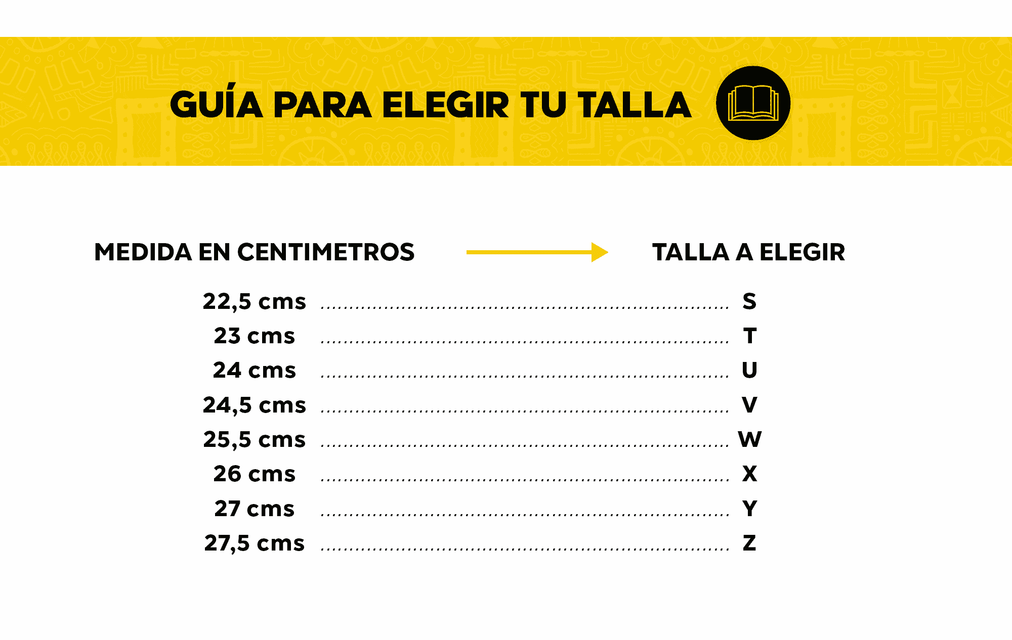 Guia para elegir tu talla Guia para elegir tu talla