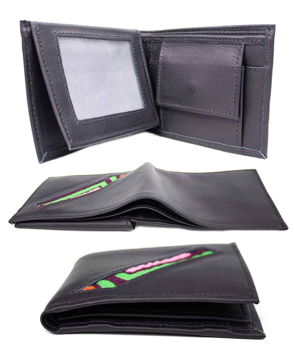 Billetera hombre cuero franja mola – negro (2)