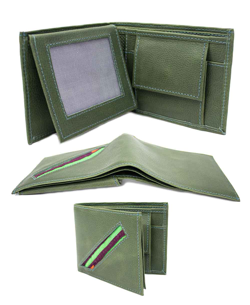 Billetera hombre cuero franja mola – verde (2)